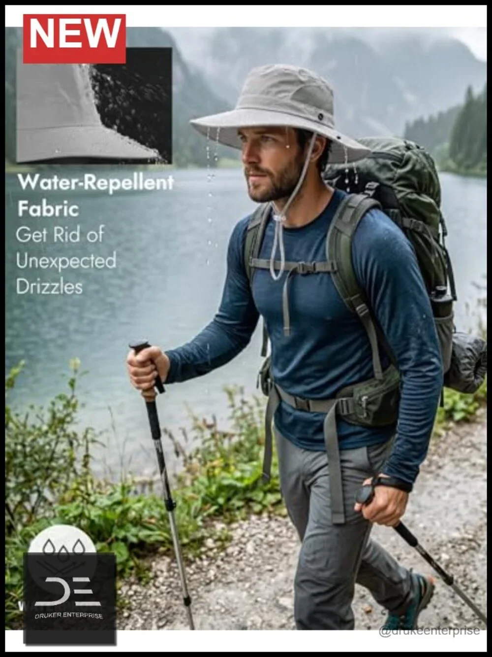 UV Sun Protection Waterproof Wide Brim Bucket Hat Foldable Outdoor Fishing